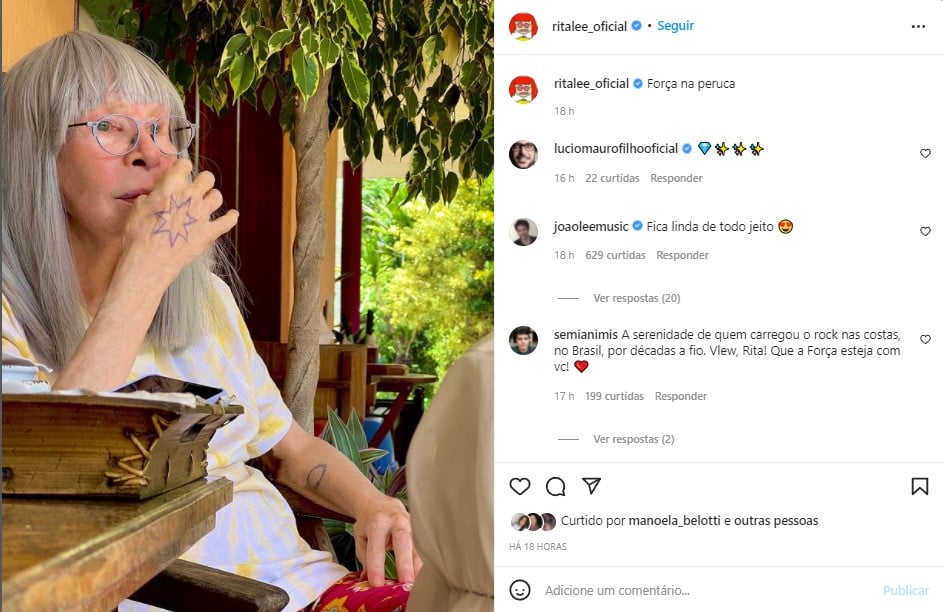 Rita Lee surgiu em uma nova foto nas redes sociais durante o último final de semana.jpg