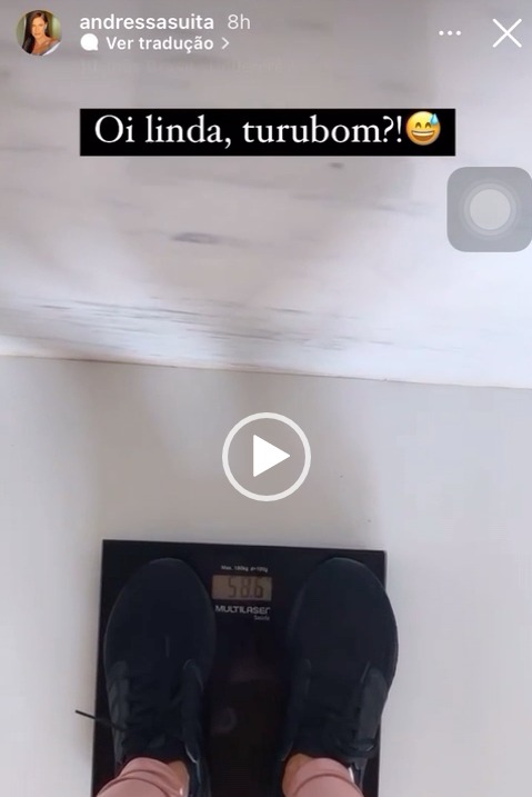 Andressa Suita mostra peso aos seguidores - Reprodução