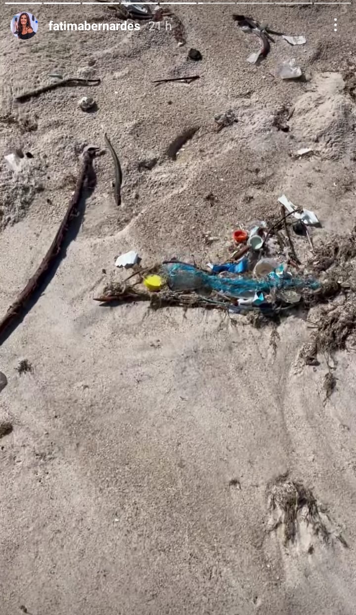 Fátima Bernardes denunciou sujeira em praia (Foto: Instagram) 