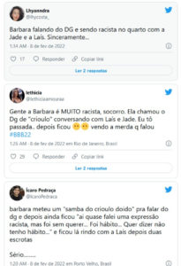 Web reagiu ao ataque racismo de Bárbara no BBB22 (Foto: Reprodução / Twitter)