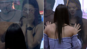 Larissa e Gustavo deram a sua opinião sobre as comparações que Vyni e Eslô sofreram (Foto: Reprodução / Globoplay) 