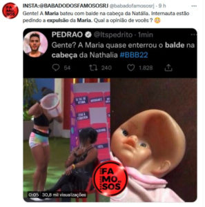 ⠀ Web pede expulsão de Maria por agredir Natália no Jogo da Discórdia (Foto: Reprodução /Twitter)