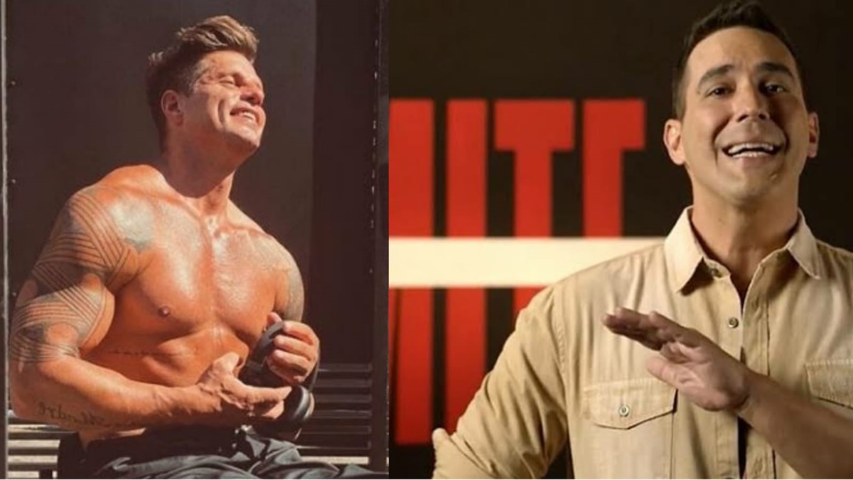 Fernando Fernandes apresentador do "No Limite" e André Marques, apresentador da temporada anterior 