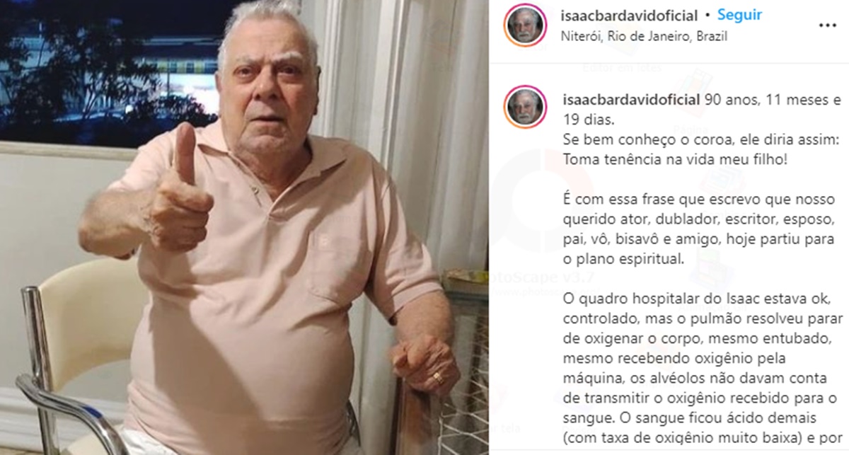 João, filho do dublador, faz anúncio da morte no perfil oficial do artista (Reprodução/ Instagram)