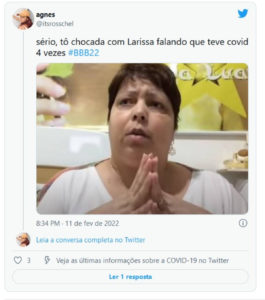 Web repercutiu fala de Larissa do BBB22 (Foto: Reprodução / Twitter)