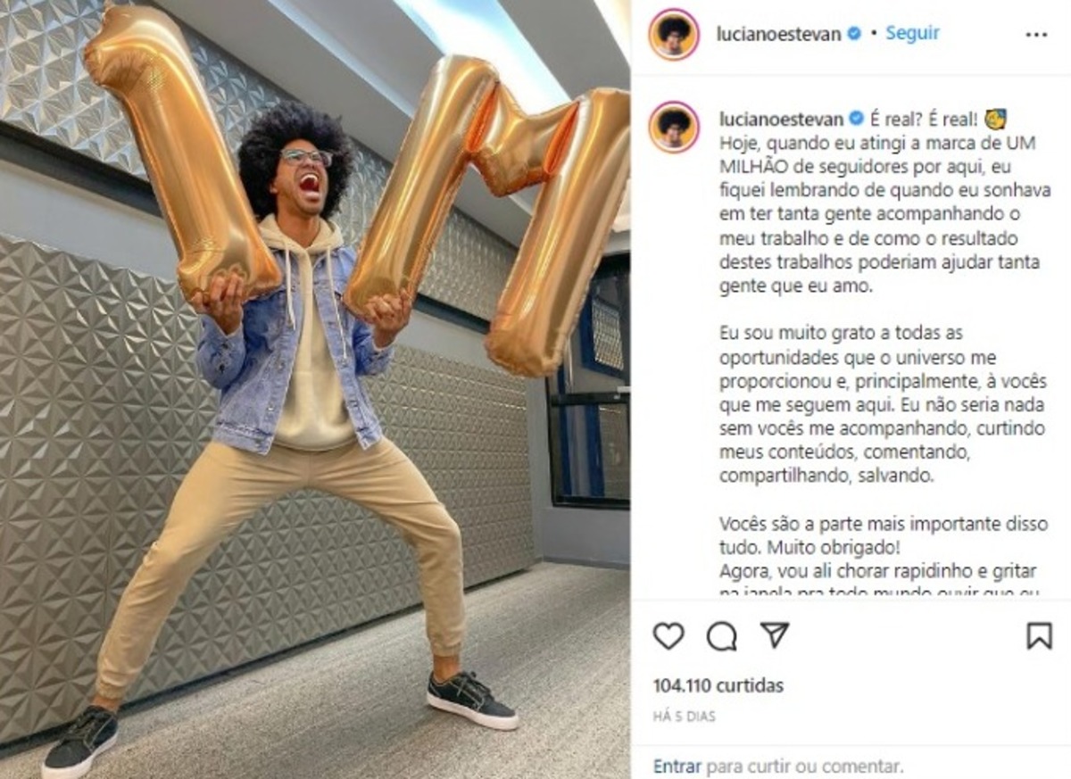 Post comemorativo de Luciano Estevan no Instagram (Foto: Reprodução/Instagram)