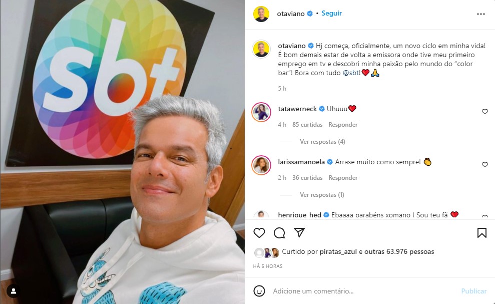 Compartilhamento de Otaviano Costa no Instagram - Foto: Reprodução