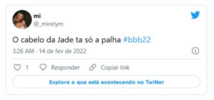 Internautas fizeram memes com o cabelo de Jade (Foto: Reprodução / Twitter)