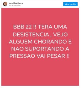 Novas previsões da sensitiva para o elenco do BBB22 (Foto: Reprodução / Instagram)