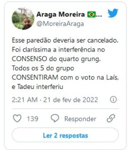 Tadeu Schmidt foi acusado de interferir na formação do paredão (Foto: Reprodução / Twitter) Tadeu Schmidt foi acusado de interferir na formação do paredão (Foto: Reprodução / Twitter)