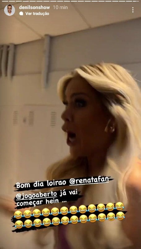 Denílson surpreendeu Renata Fan nos bastidores (Foto: Reprodução) Denílson surpreendeu Renata Fan nos bastidores (Foto: Reprodução)