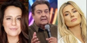 Adriana Araújo, Faustão e Lívia Andrade (Imagem: Montagem: TV Foco)