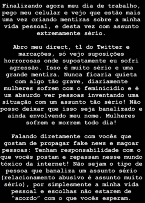 Carla Diaz se pronuncia e rasga o verbo