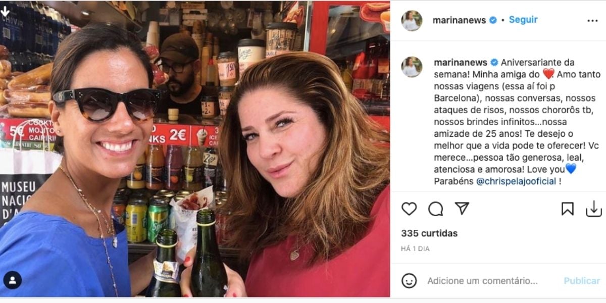 Marina Araújo declara amor para Christiane Pelajo.