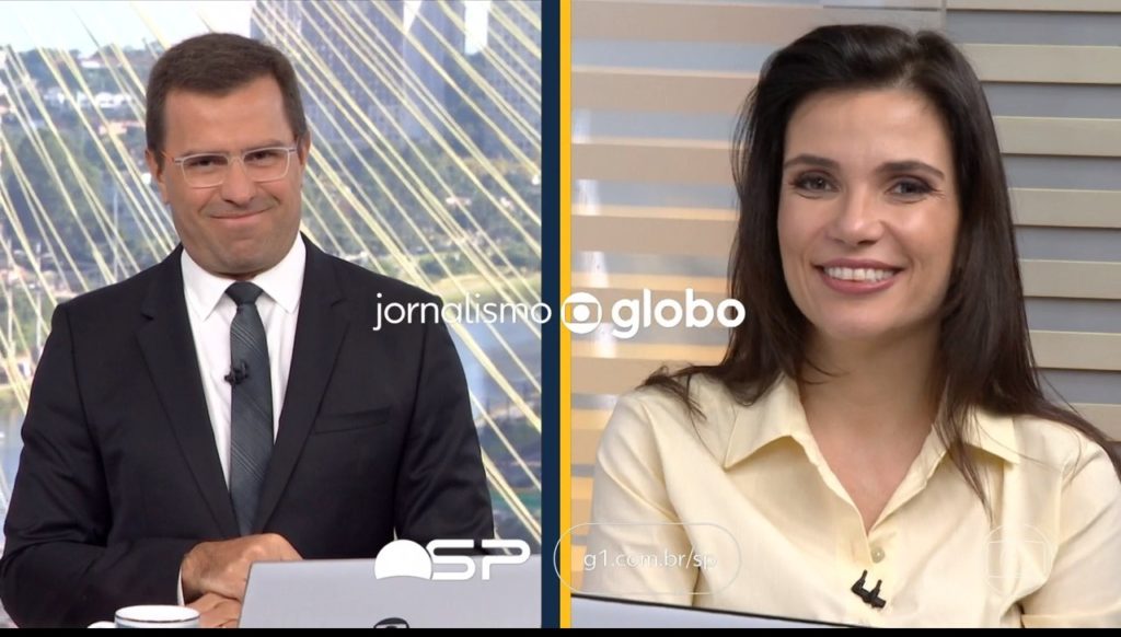Rodrigo Bocardi e Sabina Simonato ao final do Bom Dia São Paulo Rodrigo Bocardi e Sabina Simonato ao final do Bom Dia São Paulo