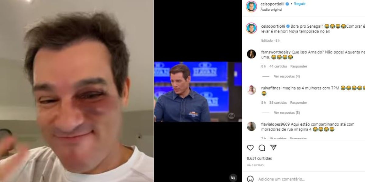 Celso Portiolli fez brincadeira no "Domingo Legal", do SBT (Foto: Reprodução/Instagram)