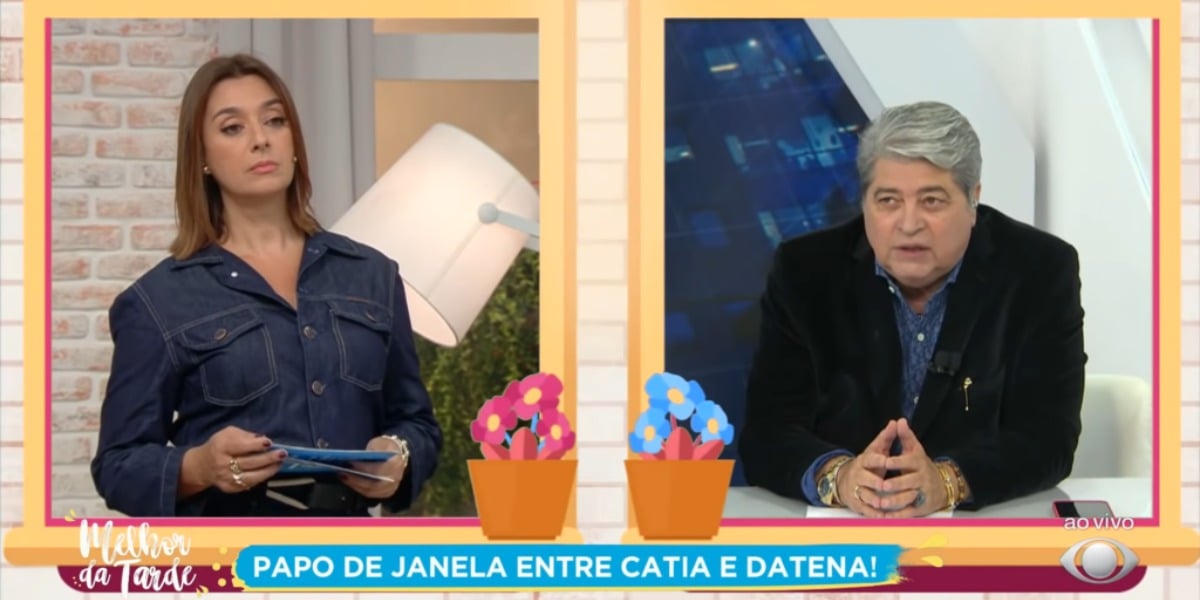 Datena e Catia Fonseca no Papo Janela - Foto: Reprodução