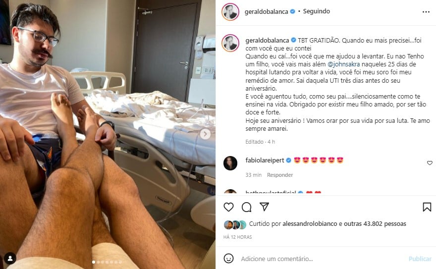 Geraldo Luís assumiu seu amor por seu filho (Foto: Reprodução/ Instagram)