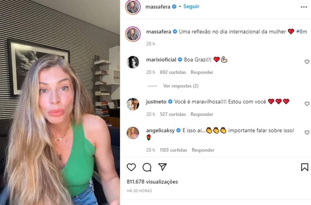 Grazi Massaferaem sua conta pessoal, publica vídeo e abre o peito