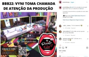 Momento em que Vyni tenta tirar a foto de Eliezer foi divulgado em um Instagram de fofoca (Foto: Reprodução / Instagram)