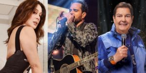 Claudia Raia, Luciano Camargo e Faustão (Reprodução)