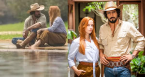 José Leôncio (Renato Góes) vai dispensar Irma (Malu Rodrigues) após transa em 'Pantanal' (Foto: Reprodução / Globo)