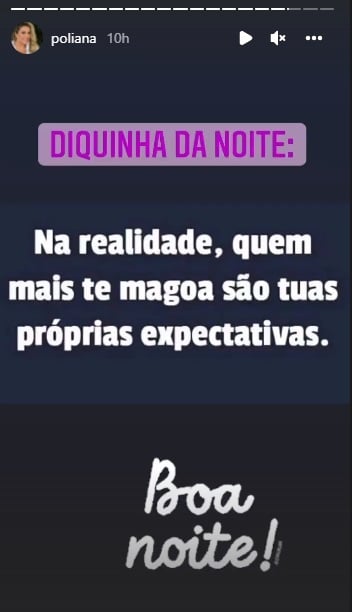 Publicação de Poliana Rocha, esposa de Leonardo nos stories (Foto: Reprodução/ Instagram)