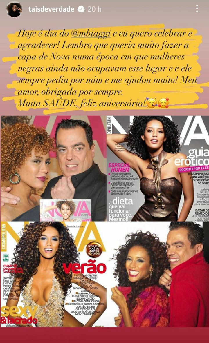 Publicação de Taís Araújo nos stories (Foto: Reprodução/Instagram)