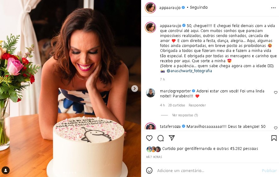 Ana Paula Araújo celebrou a chegada de mais um ano de vida (Foto: Reprodução/ Instagram)