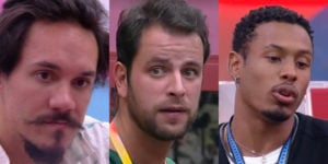 Eliezer, Gustavo e Paulo André estão no paredão do BBB22 (Foto: Reprodução)