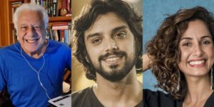 Antônio Fagundes, Rodrigo Simas e Camila Pitanga (Montagem: TV Foco)