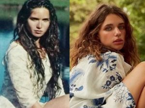 Ingra Lyberato como Madeleine na versão original de 'Pantanal' e Bruna Linzmeyer, no remake na primeira fase da trama (Reprodução / Internet)