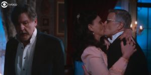 Matias joga Violeta para os braços de Eugênio em Além da Ilusão (Foto: Montagem/Thais Teles/Reprodução/Globo)