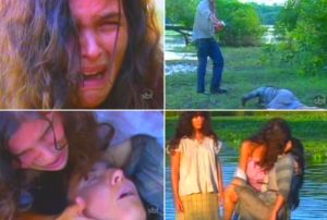 Cenas da morte de Maria Marruá na primeira versão de 'Pantanal' (Foto: Reprodução / Internet)