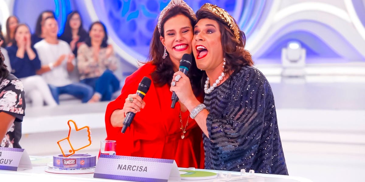 Tiago e Narcisa Tamborindeguy. (Foto: Reprodução / SBT)