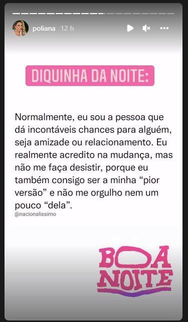 Poliana Rocha detonou com recado (Foto: Reprodução)