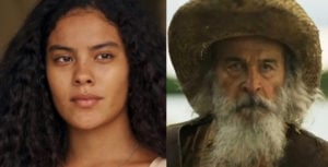 Muda (Bella Campos) aproveitará que estará sozinha e atirará no Velho do Rio (Osmar Prado) em 'Pantanal' (Foto: Reprodução / Globo)