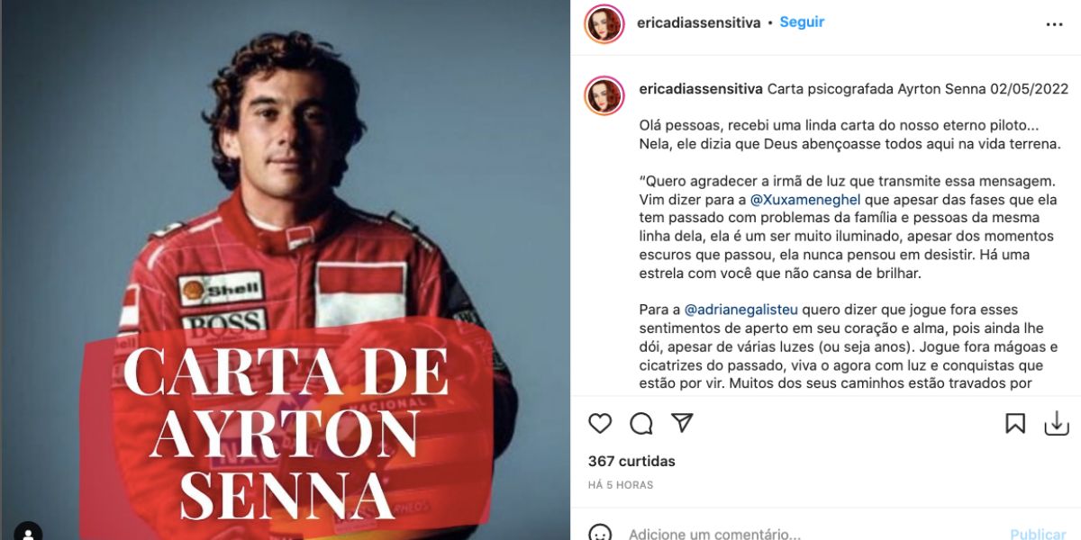 Piloto manda recado para Xuxa em carta (Reprodução)