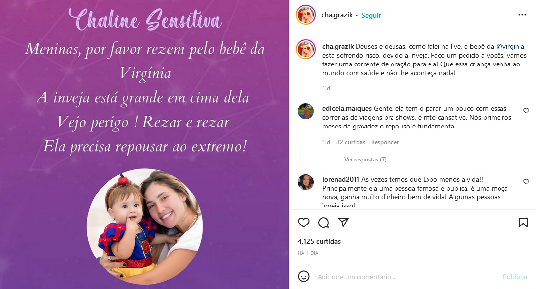 Publicação de Virginia Fonseca (Imagem: Reprodução)