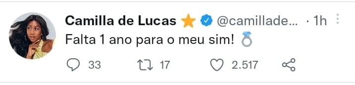 Tweet de Camilla de Lucas (Foto: Twitter) 