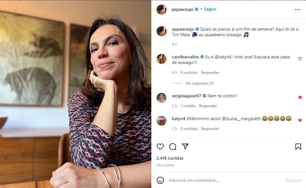 Ana Paula Araújo fala sobre fim de semana - Foto: Reprodução