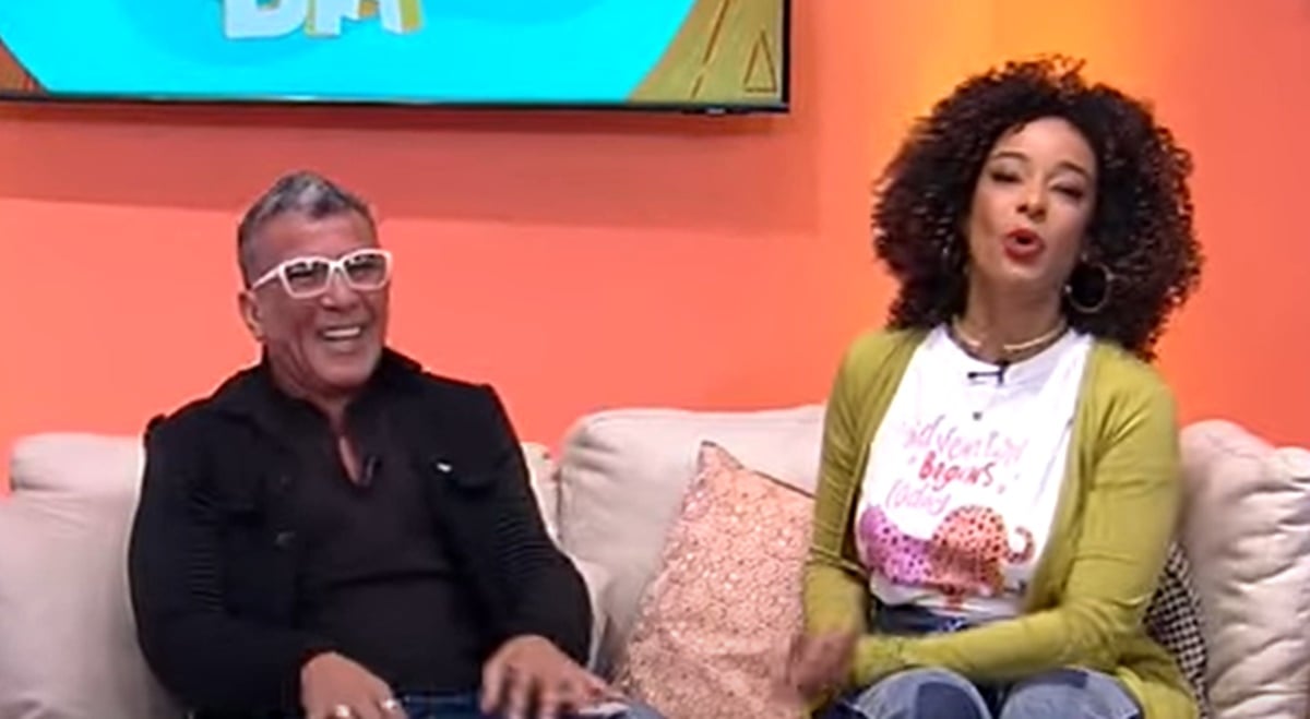 Eri Johnson e Alinne Prado em momento descontraído no Bom Dia Você