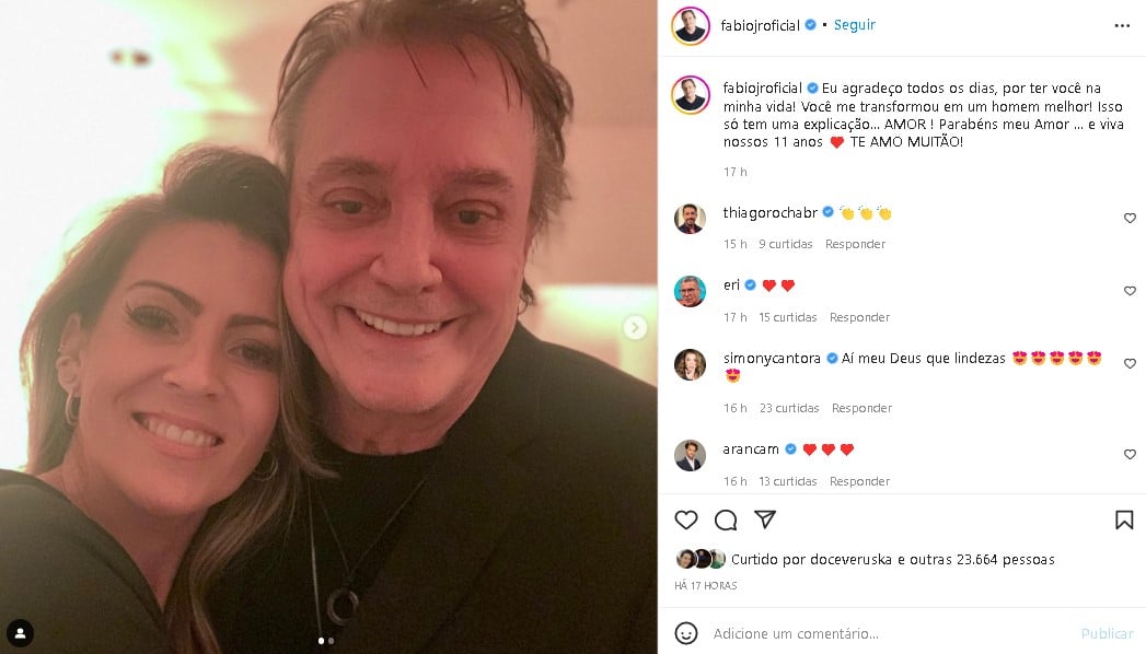 Fábio Jr. voltou a surpreender ao aparecer com sua esposa (Foto: Reprodução)