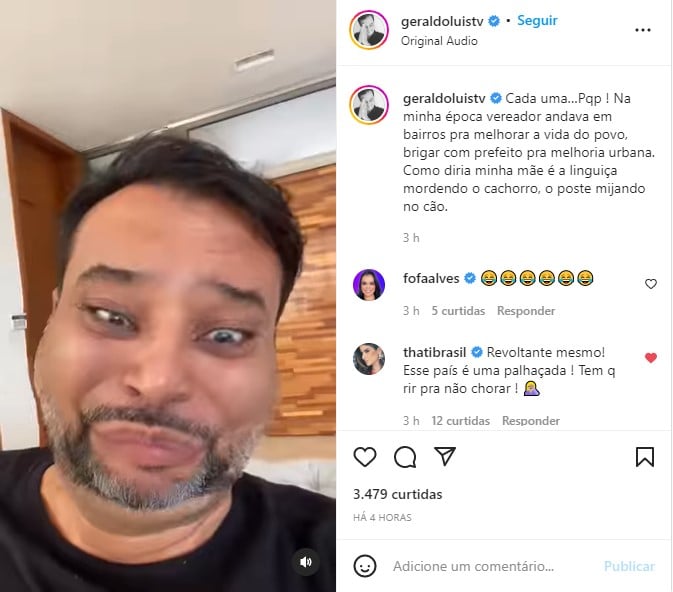 Geraldo Luís critica dia da harmonização - Foto: Reprodução