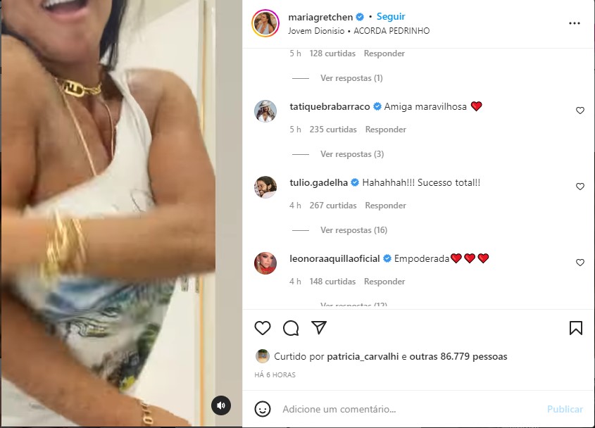 Gretchen escandaliza e mostra seios peludos - Foto: Reprodução