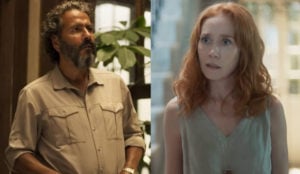 Irma (Camila Morgado) se dará mal ao tentar seduzir José Leôncio (Marcos Palmeira) em Pantanal (Foto: Reprodução / Globo)