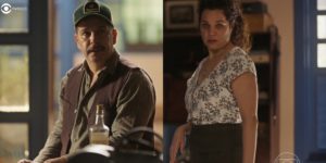 Tenório e Maria Bruaca discutem na novela Pantanal (Foto: Montagem/Thais Teles/ Reprodução/Globo)