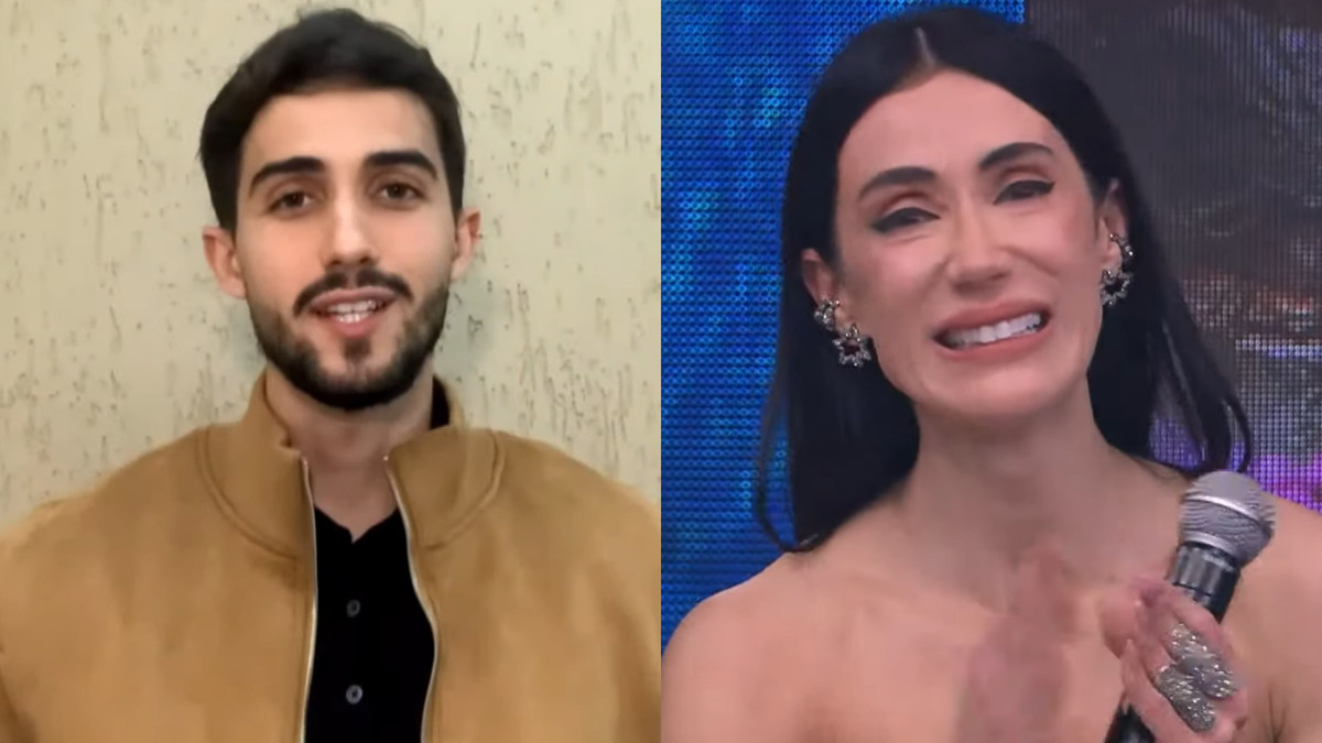 Michele Barros se emociona com depoimento do filho, Arthur, no Faustão na Band (Foto: Reprodução)