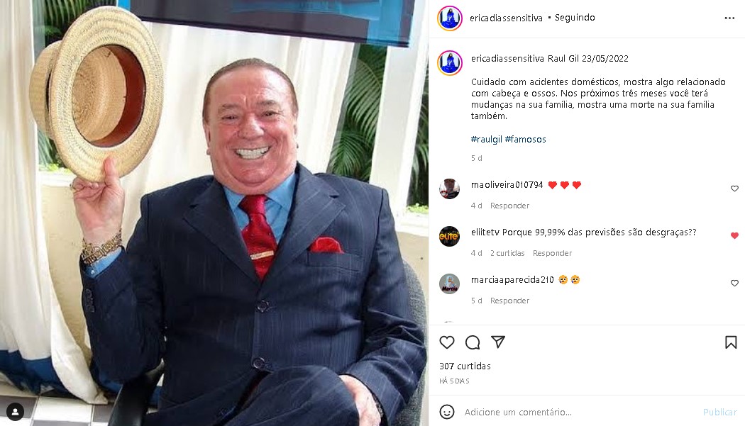 Raul Gil recebeu alerta de sensitiva (Foto: Reprodução)