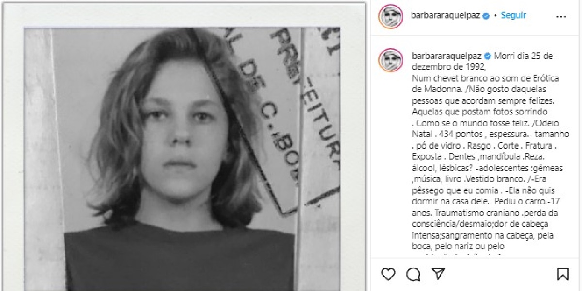 Publicação de Bárbara Paz (Foto: Reprodução/ Instagram)